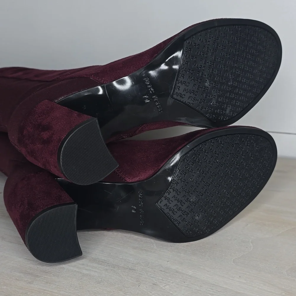 Marc Fisher Faux Suede Over-the-Knee Boots - Loran Burgundy Womens Sz 7